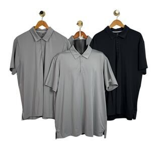 Lot of 4 Adidas Golf Polo Shirts Mens XL Gray & Black Short Sleeve Performance